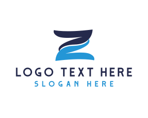 Alphabet - Blue Letter Z Stroke logo design