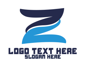 Lettermark Z - Blue Z Stroke logo design