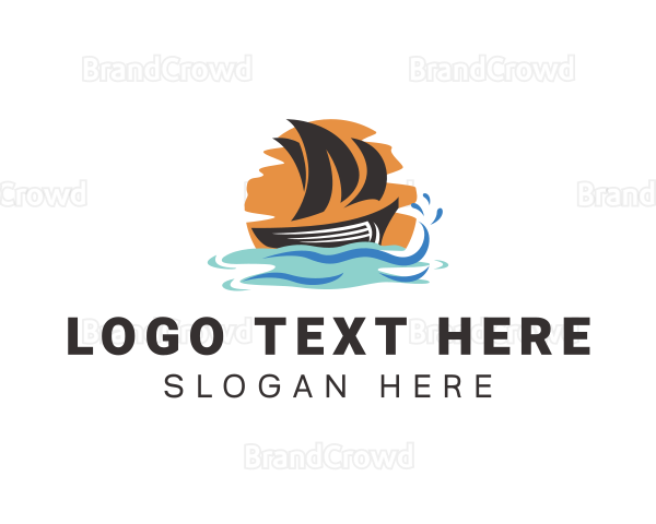 Ocean Boat Sailing Logo