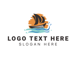 Boating - Ocean Boat Sailing logo design