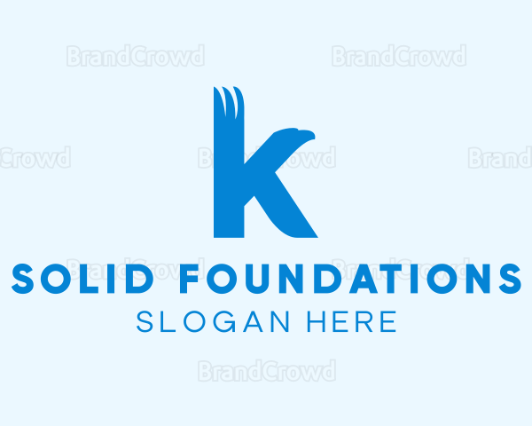 Blue Eagle Letter K Logo