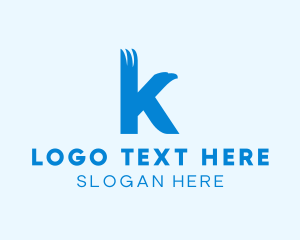 Flying - Blue Eagle Letter K logo design