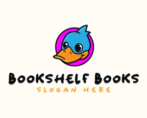 Books - Cute Cartoon Duck logo design