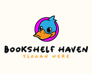 Books - Cute Cartoon Duck logo design