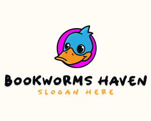 Books - Cute Cartoon Duck logo design