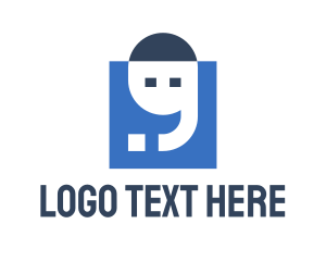 Text Message - Blue Square Apostrophe logo design
