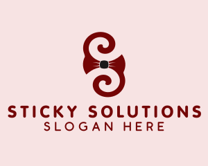 Swirly Cat Ribbon logo design