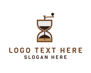 Clock - Coffee Grinder Hourglass logo design