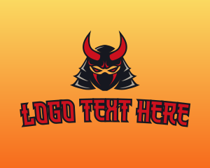 Martial Arts - Red Horn Demon Gaming Samurai logo design