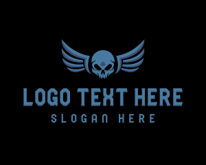 Death - Military Skull Wings logo design