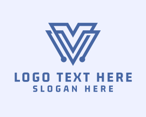 Mobile - Technology Circuit Letter V logo design