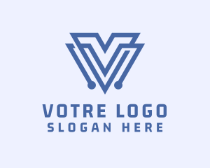 Technology Circuit Letter V Logo