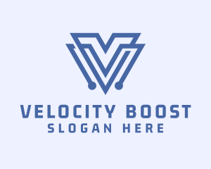 Technology Circuit Letter V logo design