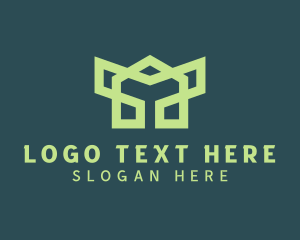 Negative Space - Green Robotic Symbol logo design