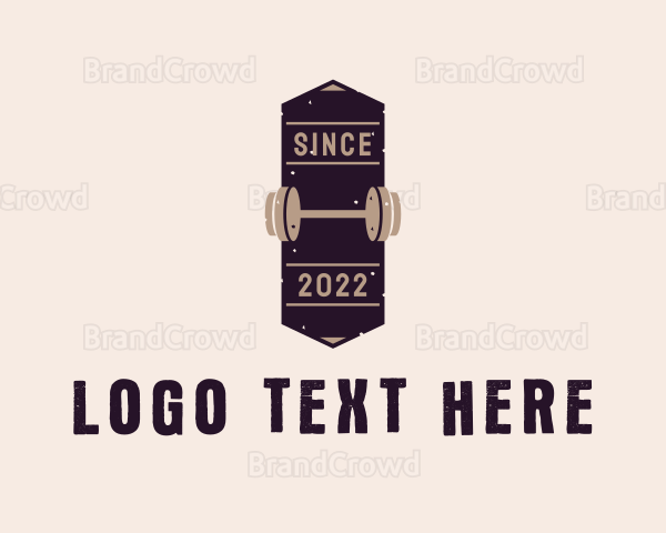 Rustic Barbell Badge Logo