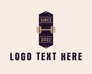 Trainer - Rustic Barbell Badge logo design