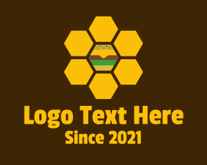 Bee Hive - Honeycomb Burger Sandwich logo design