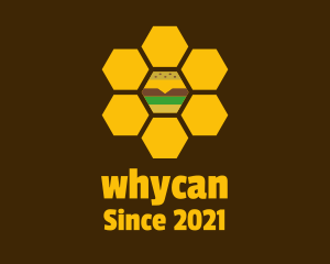 Beekeeper - Honeycomb Burger Sandwich logo design