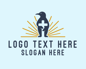 Church - Penguin Christian Cross logo design