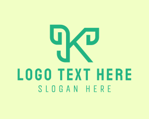 Garden - Organic Vegan Cursive Letter K logo design