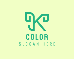 Vegan - Organic Vegan Cursive Letter K logo design