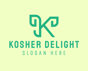 Organic Vegan Cursive Letter K  logo design