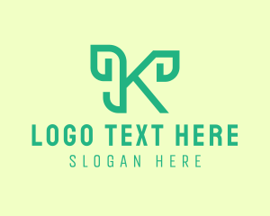 Organic Vegan Cursive Letter K  Logo
