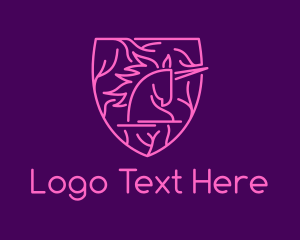 Myth - Pink Unicorn Shield logo design