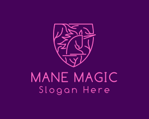 Mane - Magical Unicorn Shield logo design