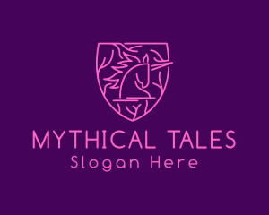 Mythology - Magical Unicorn Shield logo design