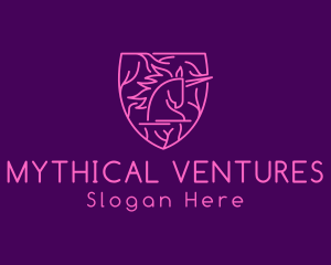 Myth - Magical Unicorn Shield logo design