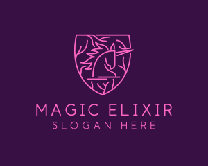 Magical Unicorn Shield logo design