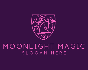 Magical Unicorn Shield logo design