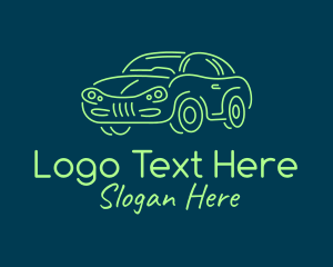 Car Repair - Green Car Line art logo design