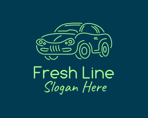 Green Car Line art logo design