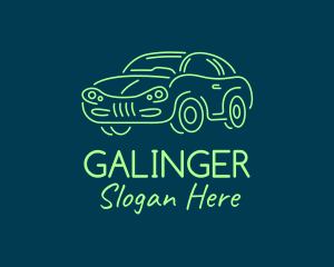 Car Dealership - Green Car Line art logo design