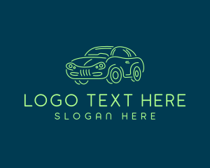 Line Art - Green Car Line art logo design