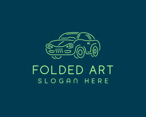 Green Car Line art logo design