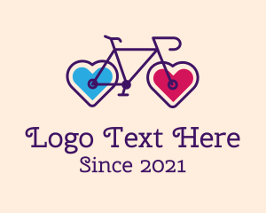 Monoline - Heart Couple Bike logo design