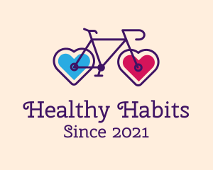 Heart Couple Bike  logo design