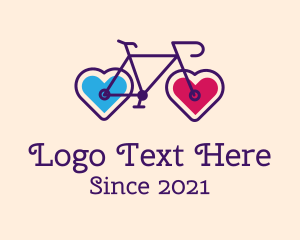 Valentine - Heart Couple Bike logo design