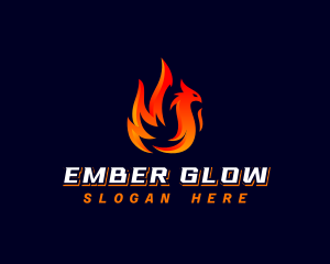 Ember - Fiery Bird Phoenix logo design