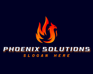 Fiery Bird Phoenix logo design