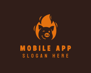 Roast Flaming Pork Barbecue Logo