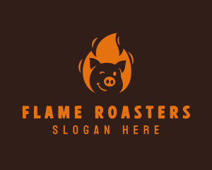Roasting - Roast Flaming Pork Barbecue logo design