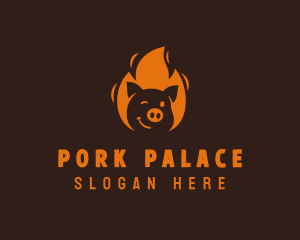 Roast Flaming Pork Barbecue logo design