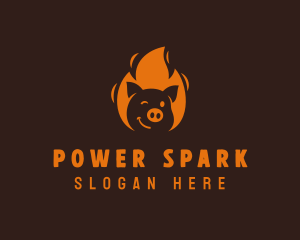 Roast - Roast Flaming Pork Barbecue logo design