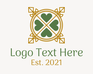 Gold Coin - Line Art Lucky Clover Leaf logo design