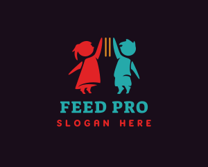 Kids Fork Feeding logo design