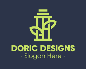 Doric - Green Environmental Pillar logo design